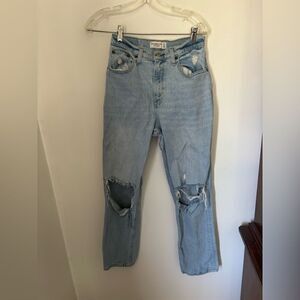 Abercrombie the 90s straight ultra high rise distressed curve love jeans size 4S